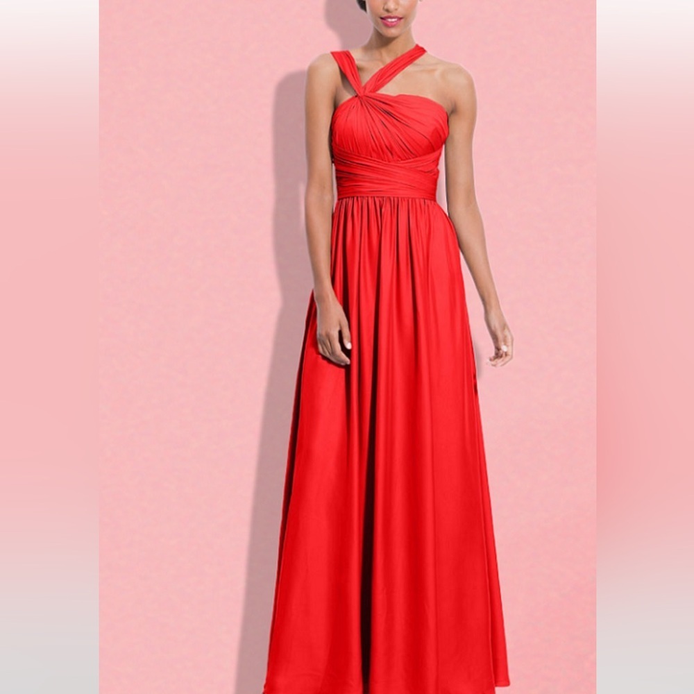 Monique Lhuillier BRIDESMAIDS One Shoulder Scarlet Gown Size 6. P-18
